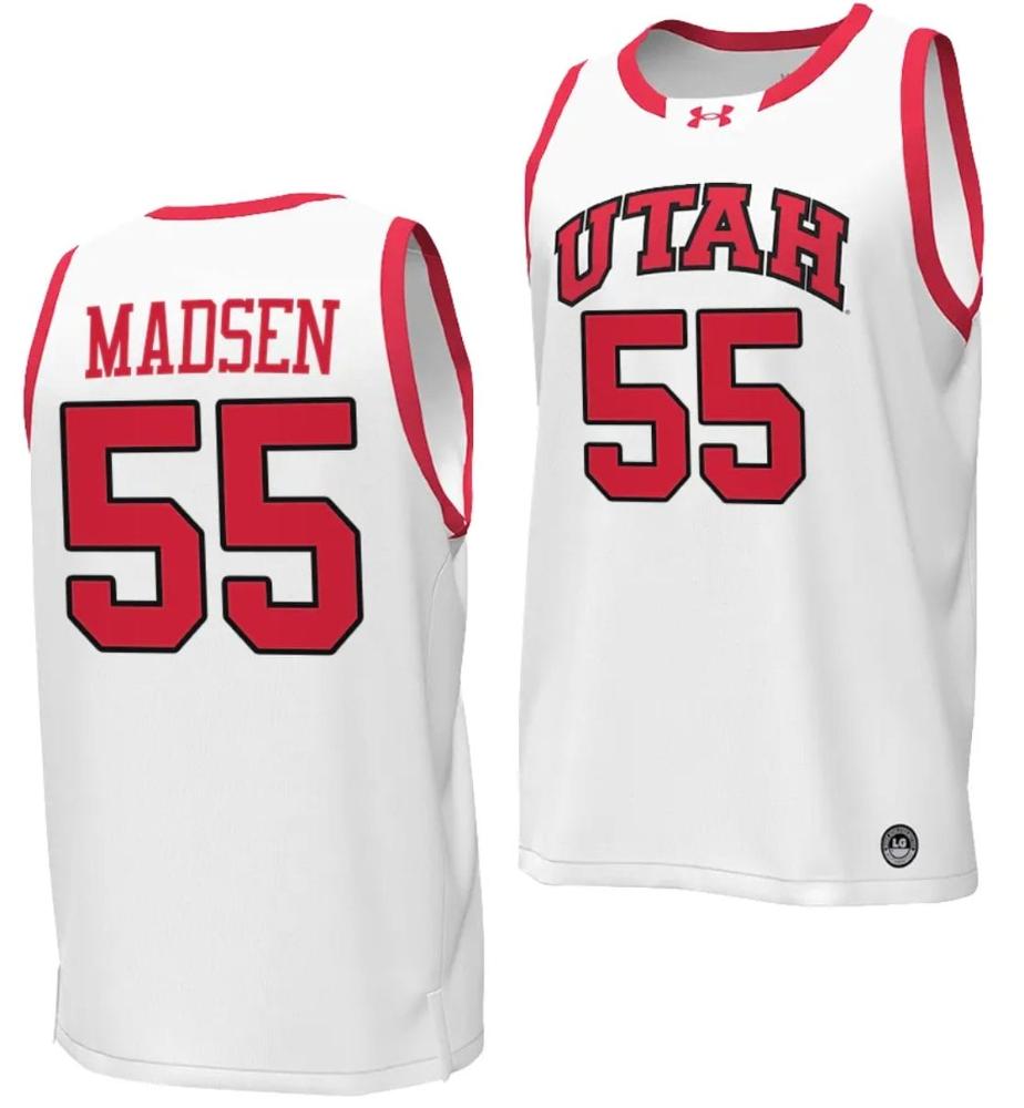 Gabe Madsen Jersey 55 Utah Utes College Basketball 2023 24 Replica White