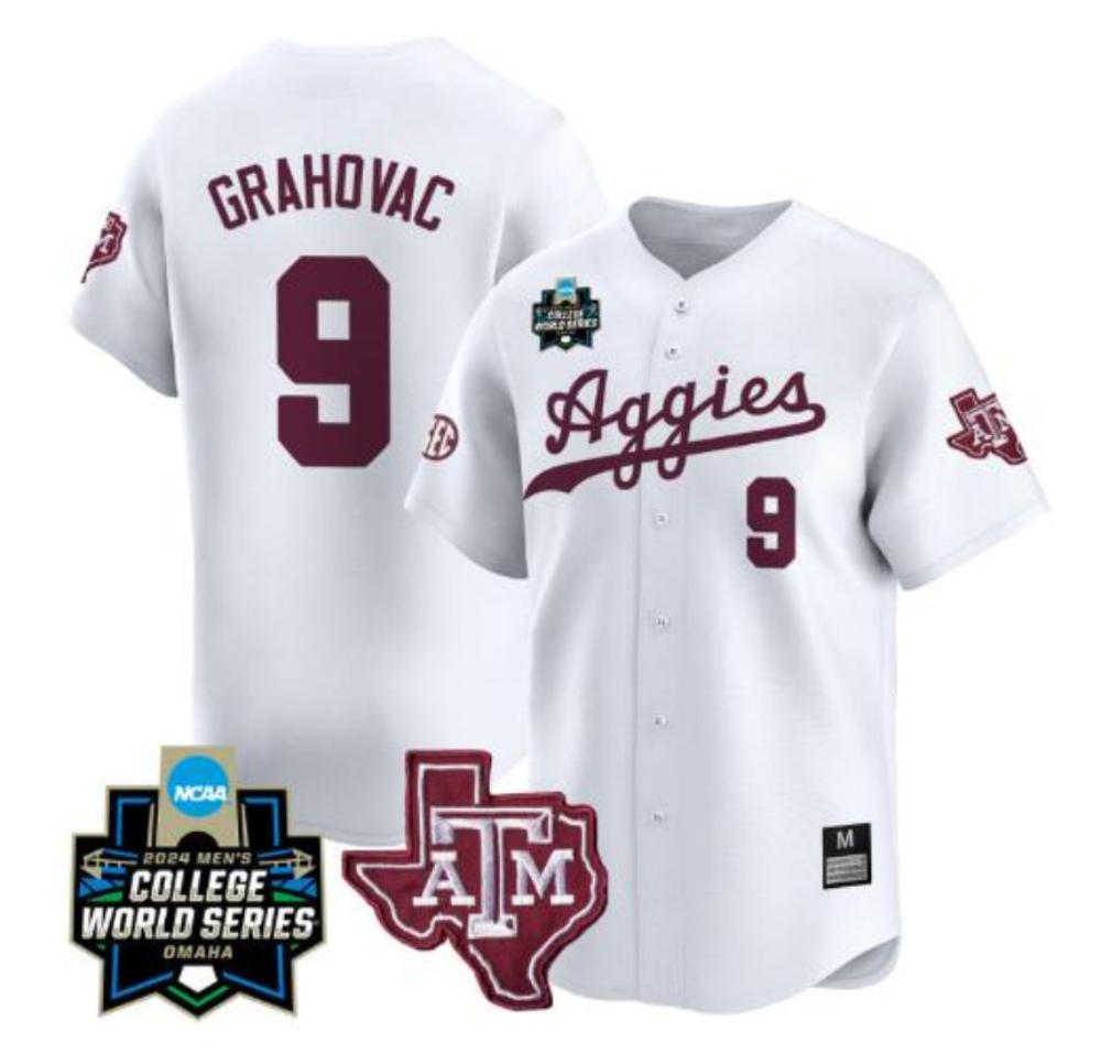 Gavin Grahovac Jersey 9 Texas Am Aggies 2024 World Series Ncaa Baseball White