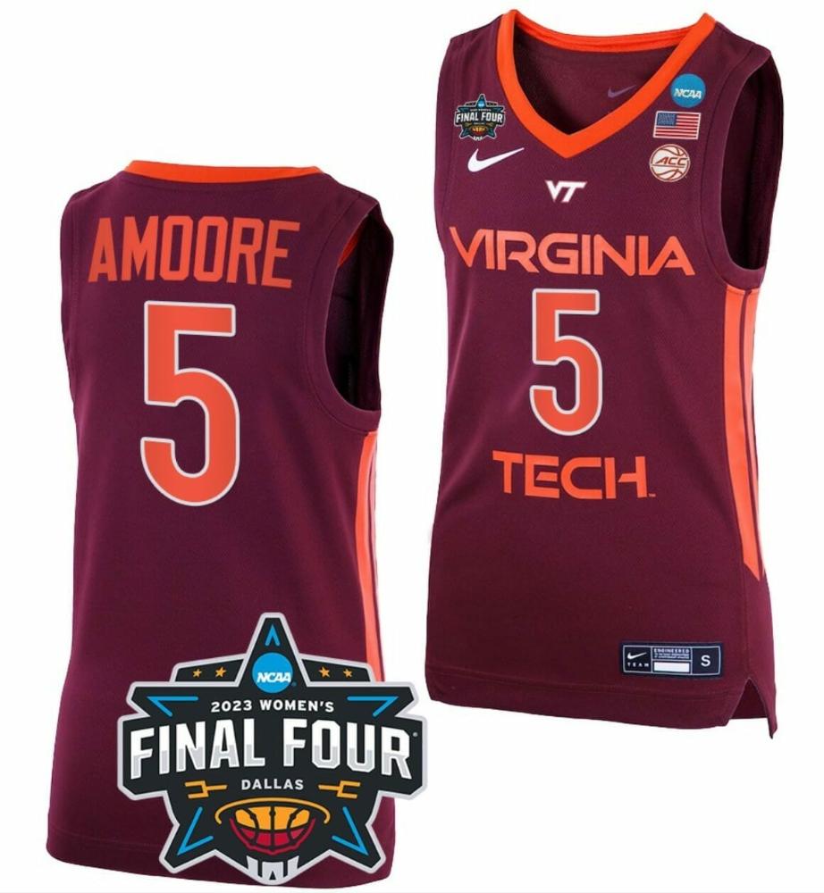 Georgia Amoore Jersey Virginia Tech Hokies College Basketball 2023 Ncaa Final F