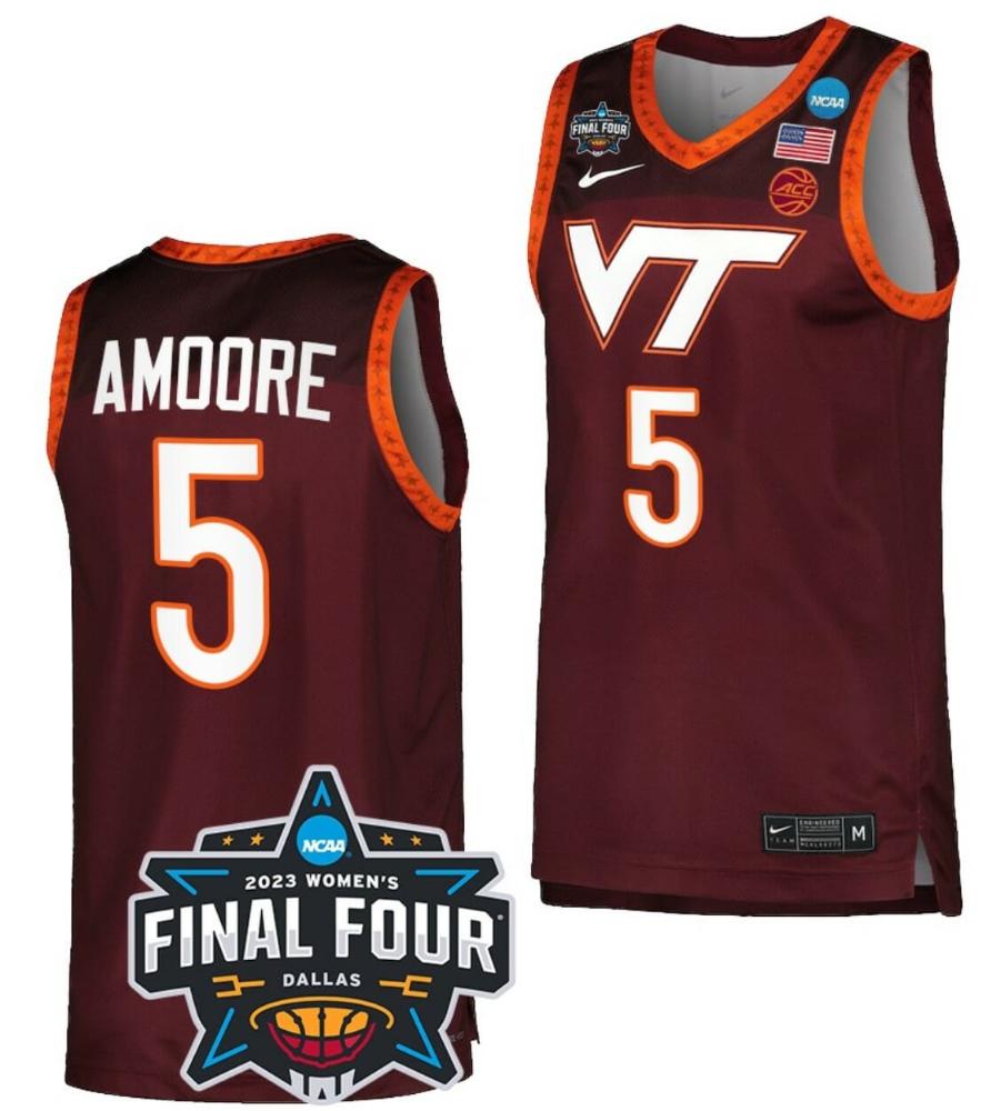 Georgia Amoore Jersey Virginia Tech Hokies College Basketball 2023 Ncaa March M