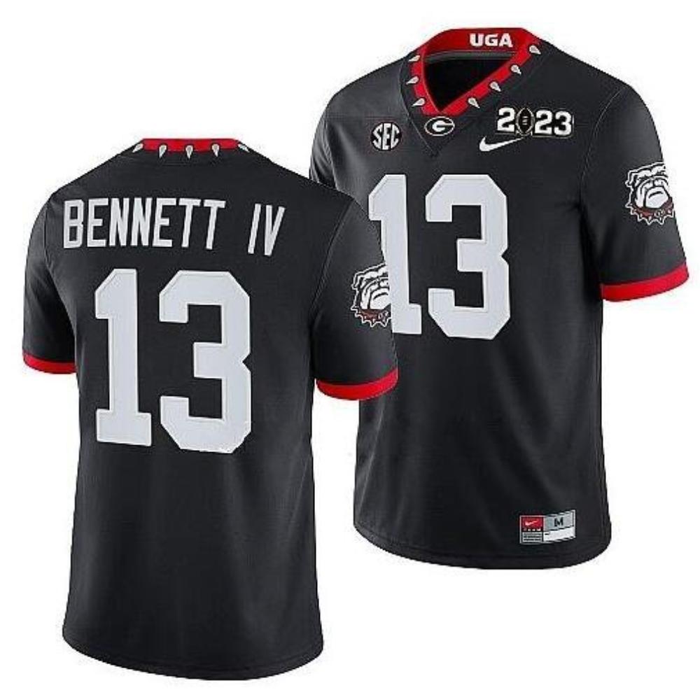 Georgia Bulldogs 13 Stetson Bennett Black With 2023 Patch Stitched College Foo