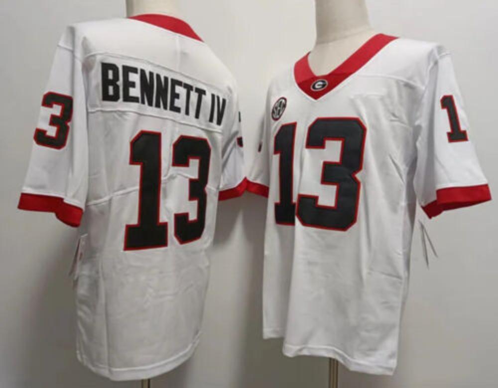 Georgia Bulldogs 13 Stetson Bennett Iv Jerseys White