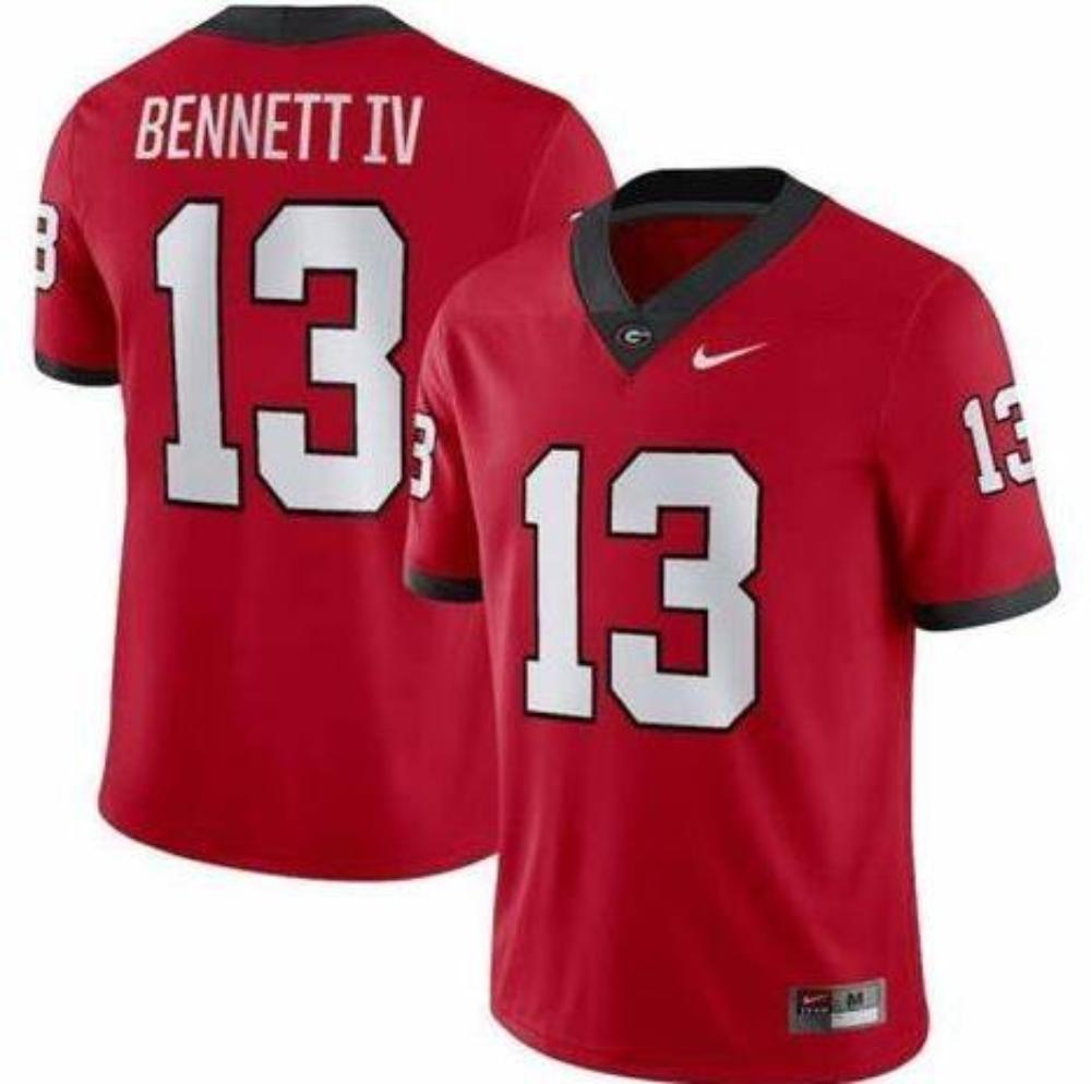 Georgia Bulldogs 13 Stetson Bennett Red College Football Stitched Jersey