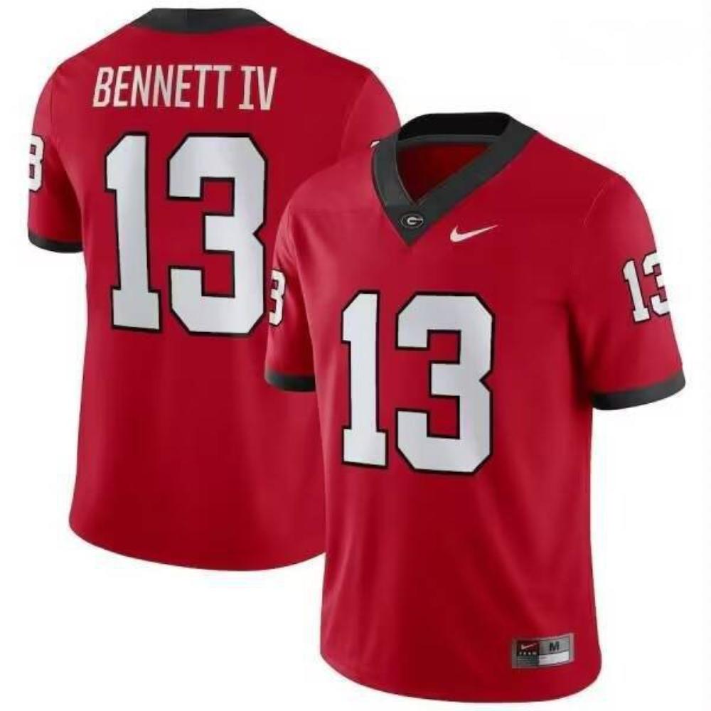 Georgia Bulldogs 13 Stetson Bennett Red Football Stitched Game Jersey