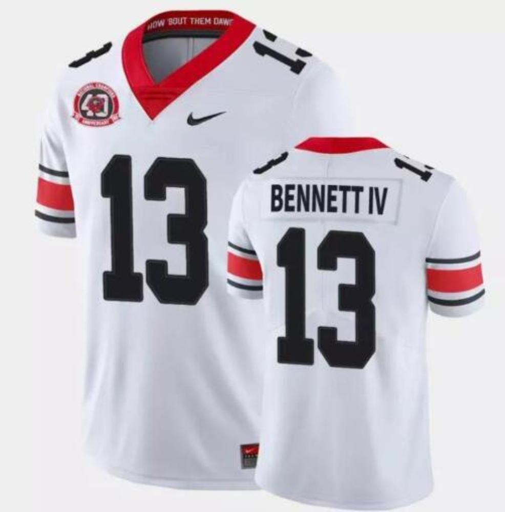 Georgia Bulldogs 13 Stetson Bennett White 40th Anniversary Limited Stitched Co