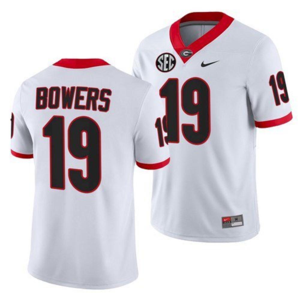 Georgia Bulldogs 19 Brock Bowers White College Football Stitched Jersey