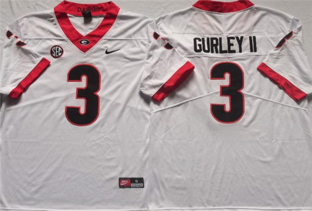Georgia Bulldogs 3 Gurley Ii White College Football Stitched Jersey