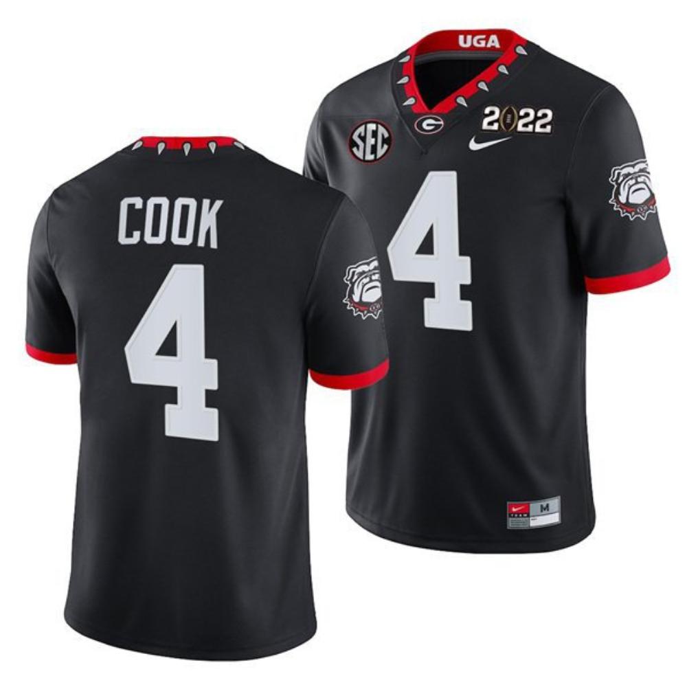 Georgia Bulldogs 4 James Cook 2022 Patch Black College Football Stitched Jersey
