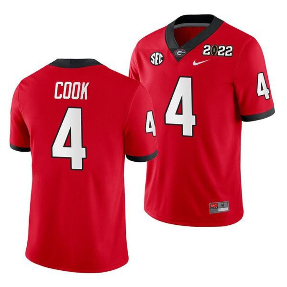 Georgia Bulldogs 4 James Cook 2022 Patch Red College Football Stitched Jersey