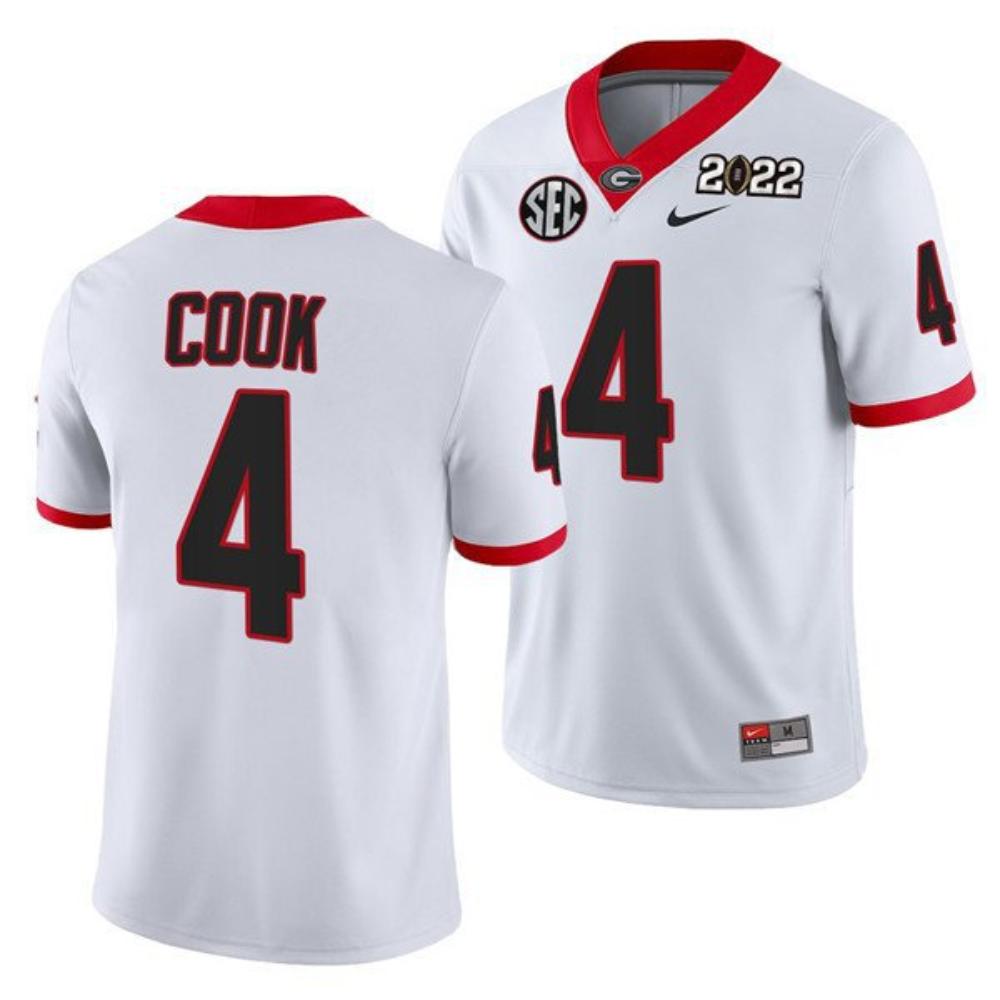 Georgia Bulldogs 4 James Cook 2022 Patch White College Football Stitched Jersey