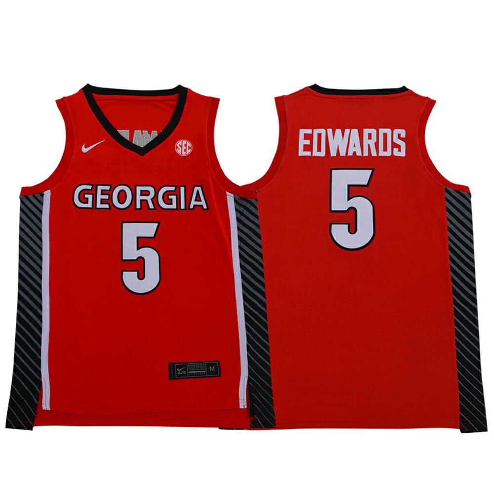 Georgia Bulldogs 5 Anthony Edwards Ncaa Basketball Jersey Red
