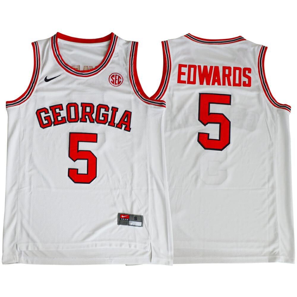 Georgia Bulldogs 5 Anthony Edwards Ncaa Basketball Jersey White