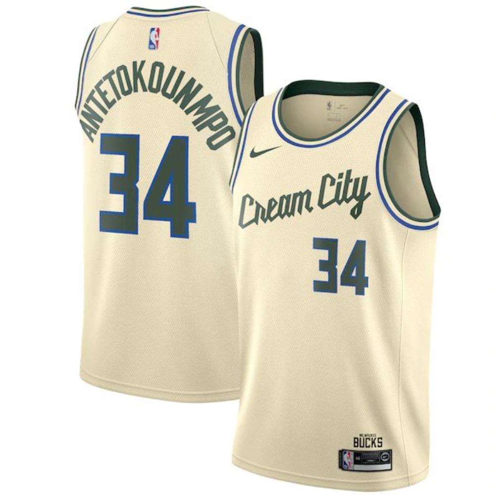 Giannis Antetokounmpo Jersey Milwaukee Bucks 34 Cream City Edition