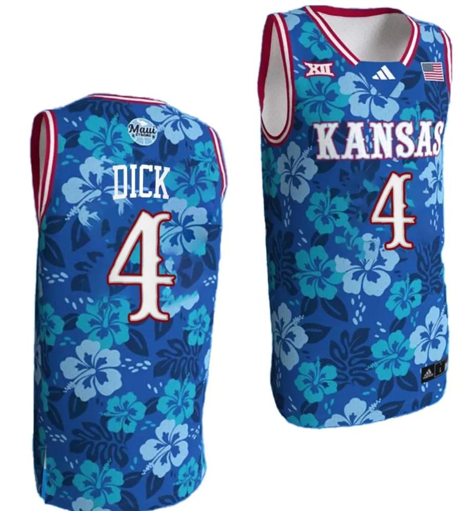 Gradey Dick Jersey 4 Kansas Jayhawks Bill Self Game College Basketball Blue Ma