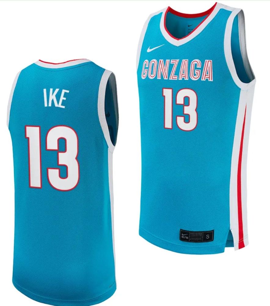 Graham Ike Jersey 13 Gonzaga Bulldogs College Basketball Uniform 2023 24 Turqu