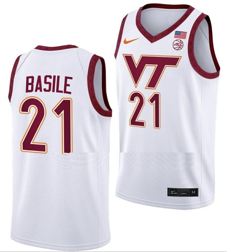 Grant Basile Jersey Virginia Tech Hokies College Basketball Swingman White 21