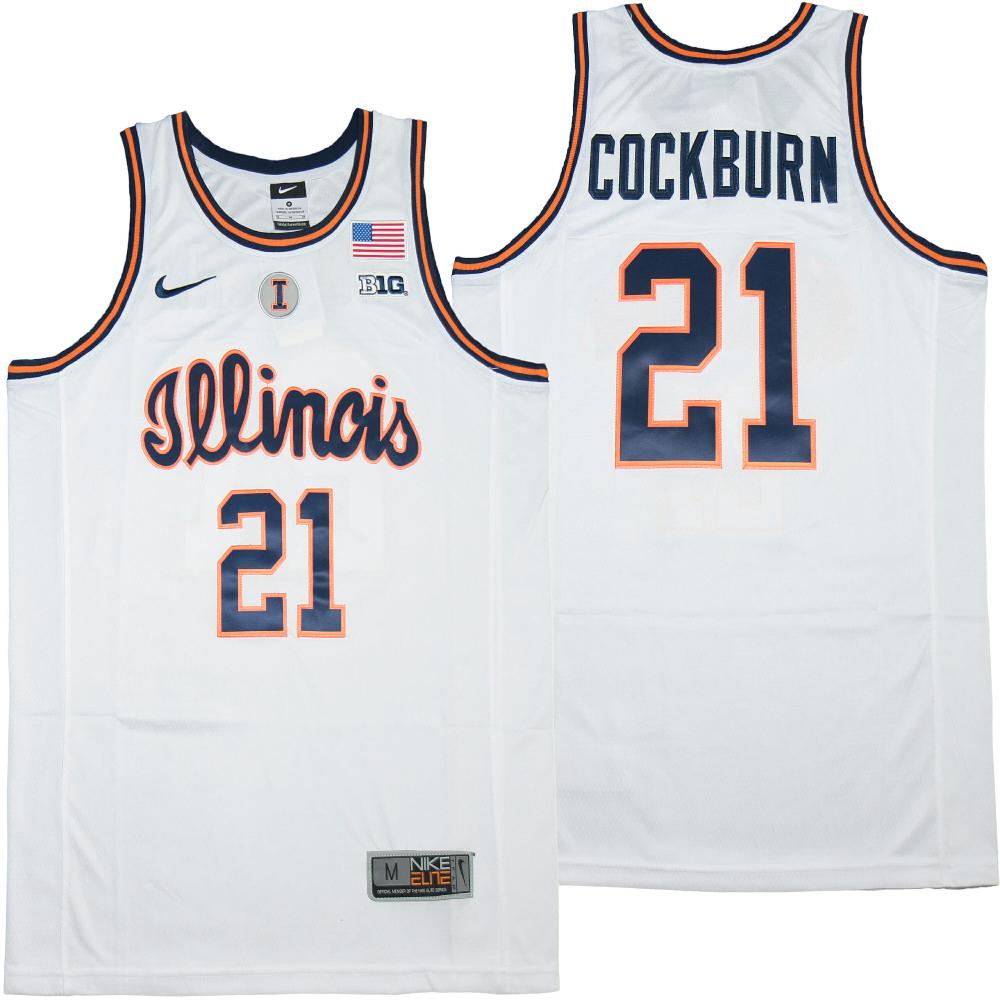 Illinois Fighting Illini 21 Kofi Cockburn Ncaa Basketball Jersey White
