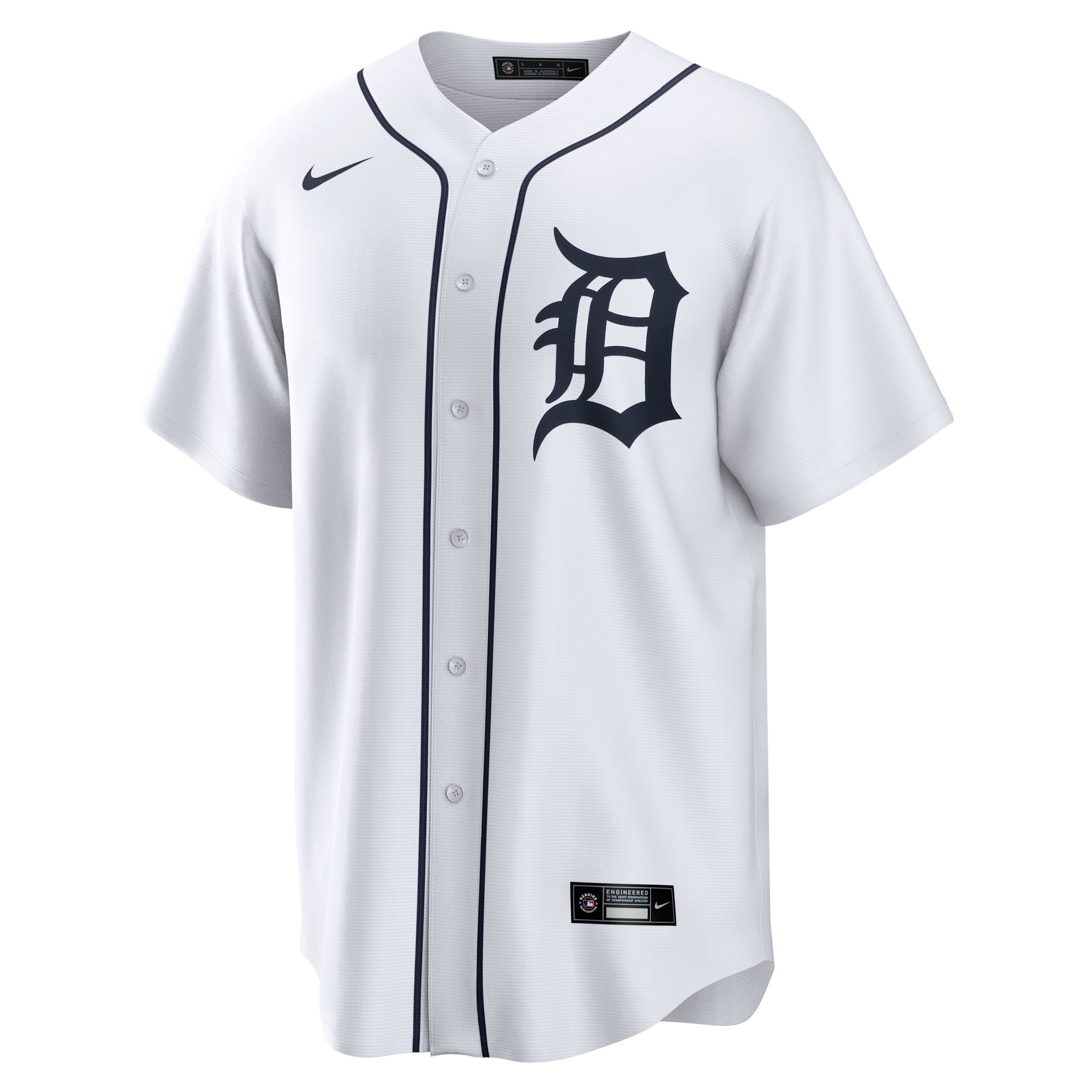 Men s Nike White Detroit Tigers Home Replica Player Jersey