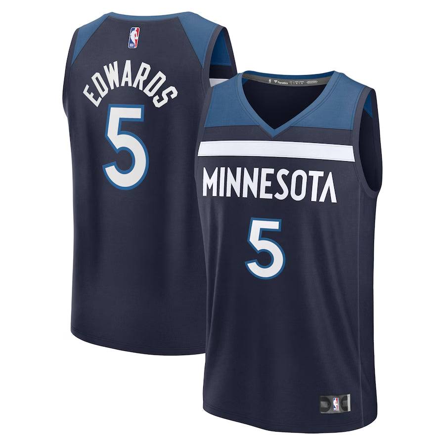 Fanatics Youth Anthony Edwards Minnesota Timberwolves Navy Fast Break Replica Pl