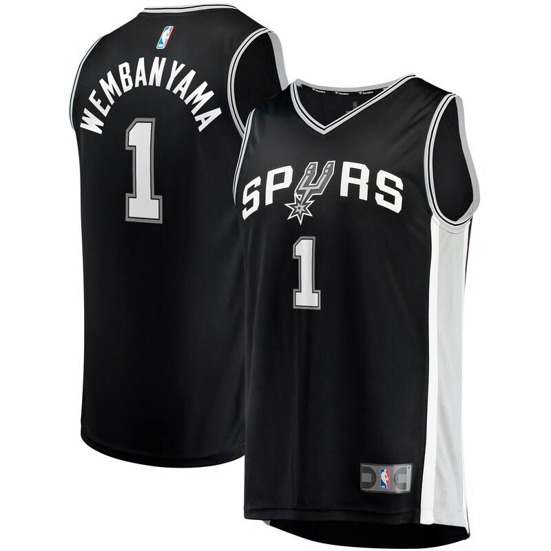 Men s Fanatics Victor Wembanyama Black San Antonio Spurs Fast Break Replica Jers