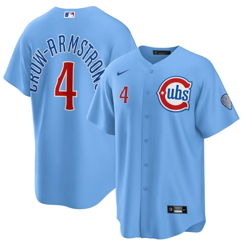 Men s Nike Pete Crow Armstrong Light Blue Chicago Cubs Alternate Replica Player
