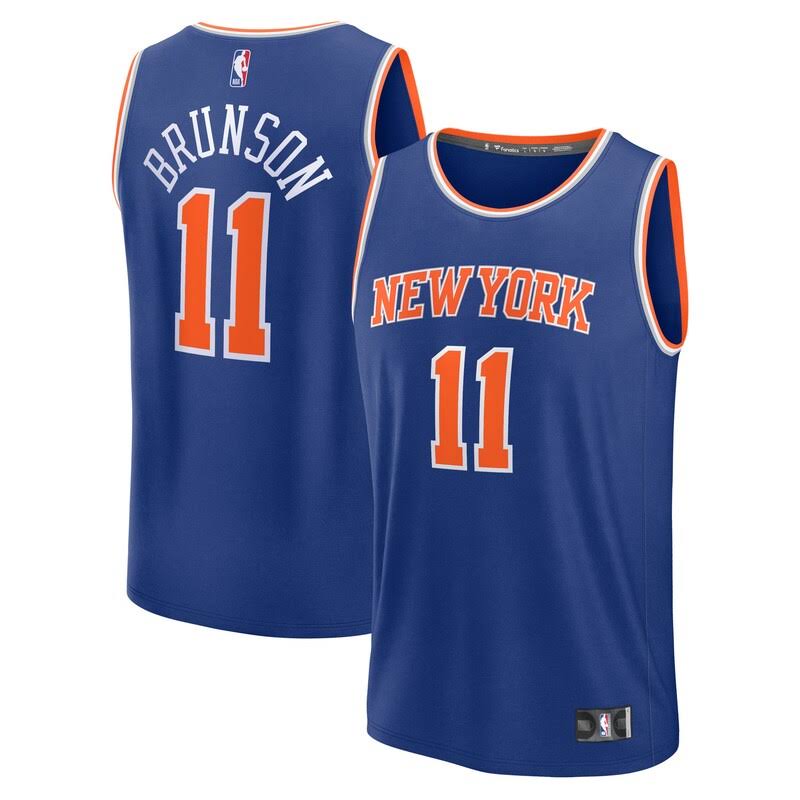 Men s Fanatics Jalen Brunson Blue New York Knicks Fast Break Replica Player Jers