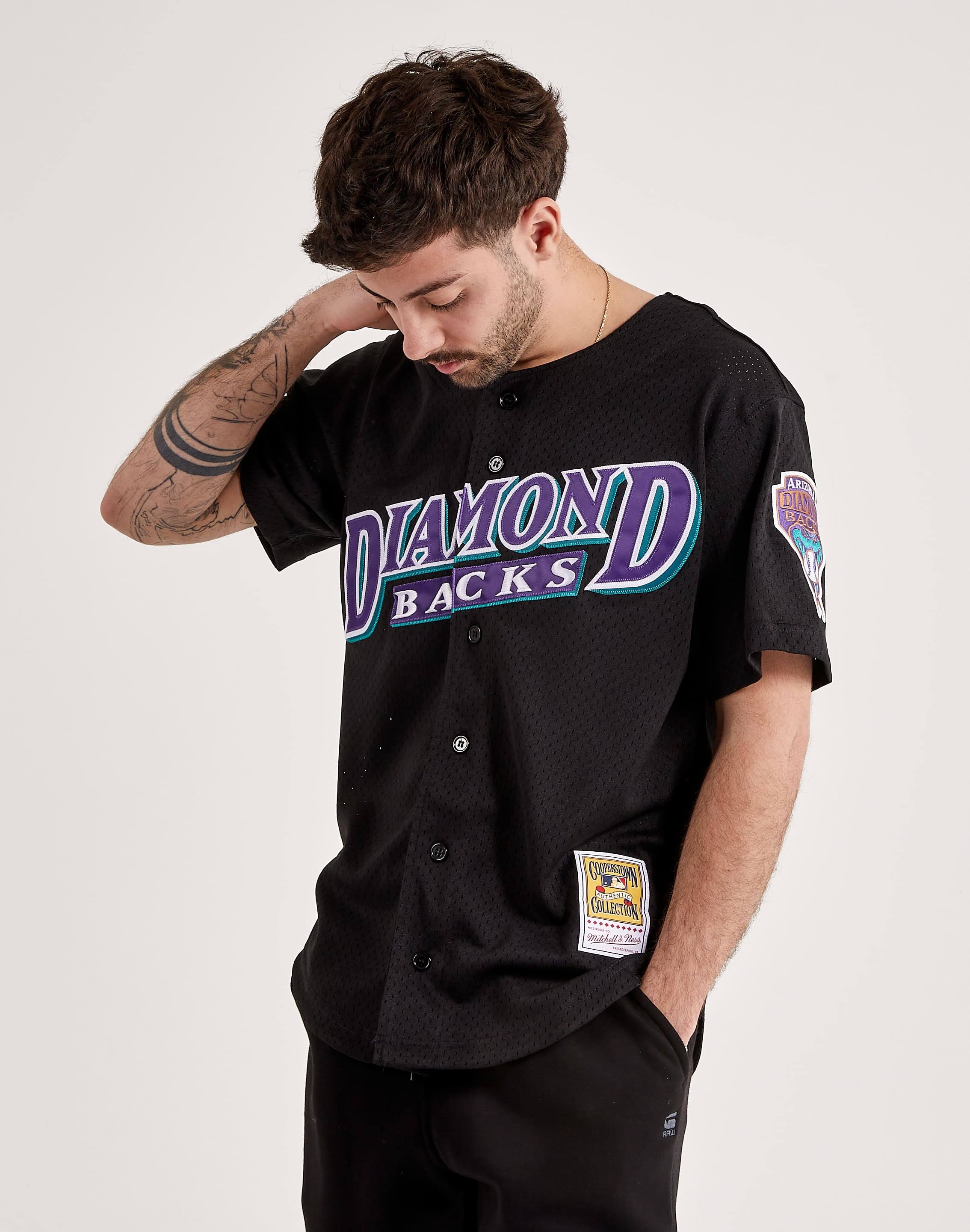 Men s Randy Johnson Arizona Diamondbacks Mitchell Ness Black Cooperstown Mesh Ba