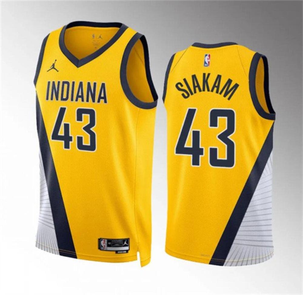 Indiana Pacers 43 Pascal Siakam Jersey Yelllow Statement Edition Basketball