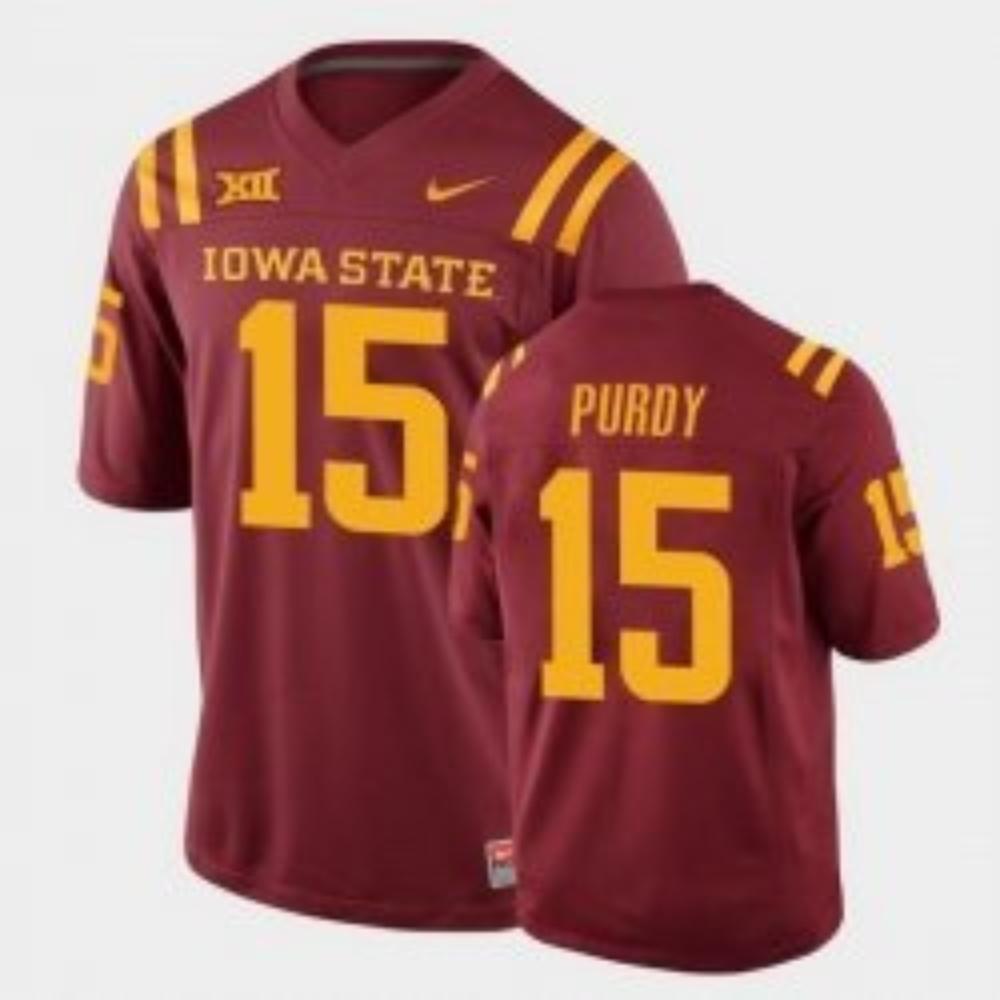 Iowa State Cyclones 15 Brock Purdy College Football Cardinal Replica Jersey