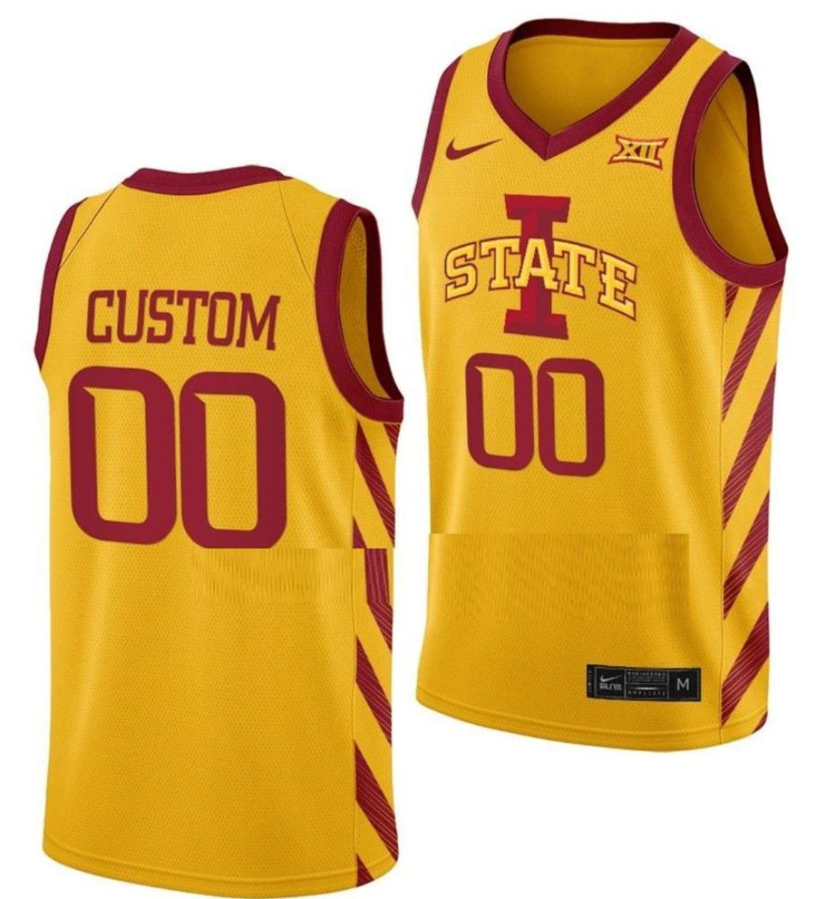 Iowa State Cyclones Custom 00 Jersey College Basketball Gold Jerseys