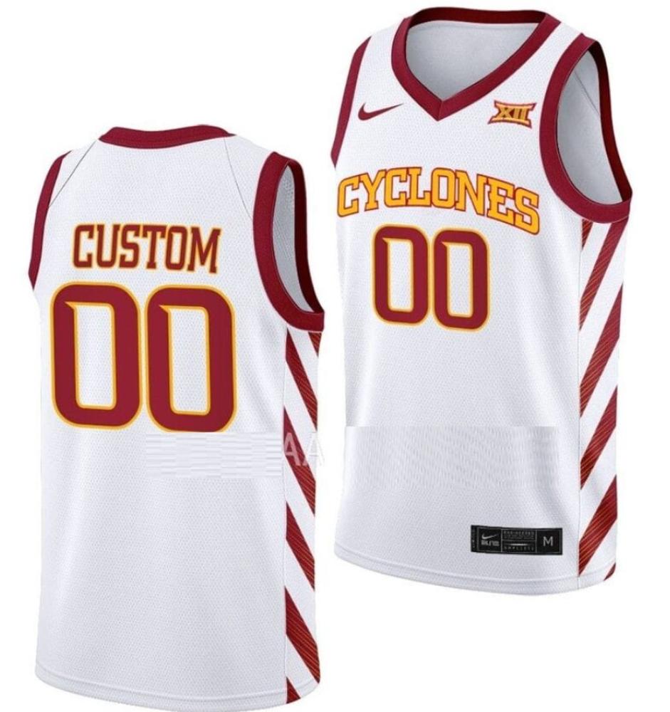 Iowa State Cyclones Custom 00 Jersey College Basketball White Jerseys