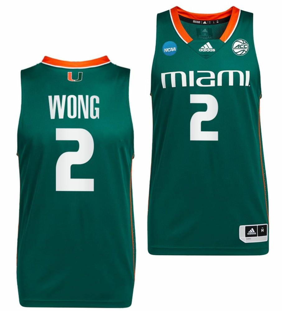 Isaiah Wong Jersey 2 Miami Hurricanes 2023 Ncaa March Madness Green College Ba
