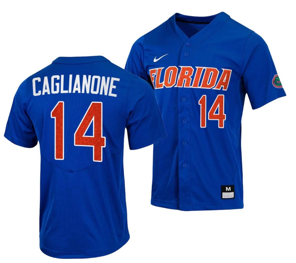 Jac Caglianone Jersey Florida Gators College Baseball Full button Royal 14