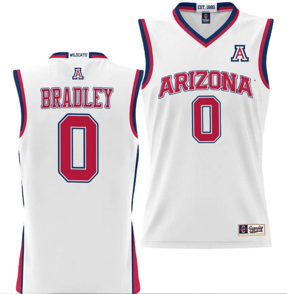 Jaden Bradley Jersey 0 Arizona Wildcats Nil College Basketball Lightweight Whi