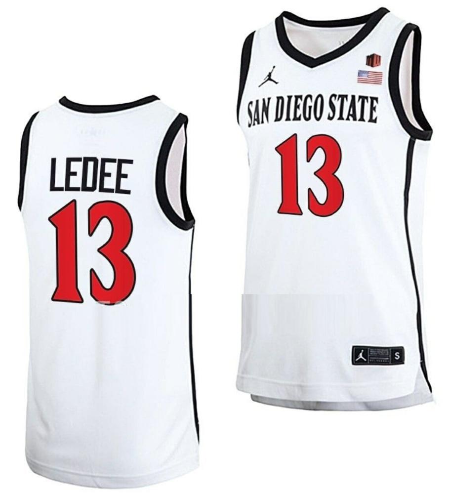 Jaedon Ledee Jersey San Diego State Aztecs College Basketball Home White 13