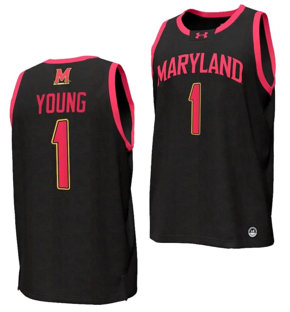 Jahmir Young Jersey 1 Maryland Terrapins College Nil Replica Basketball Black