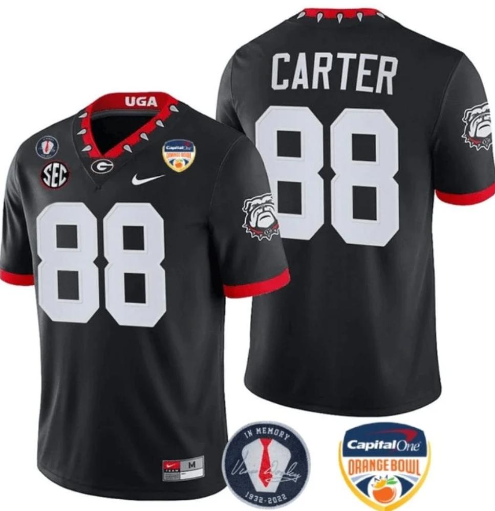 Jalen Carter Jersey 88 Georgia Bulldogs Orange Bowl Patch Football Black