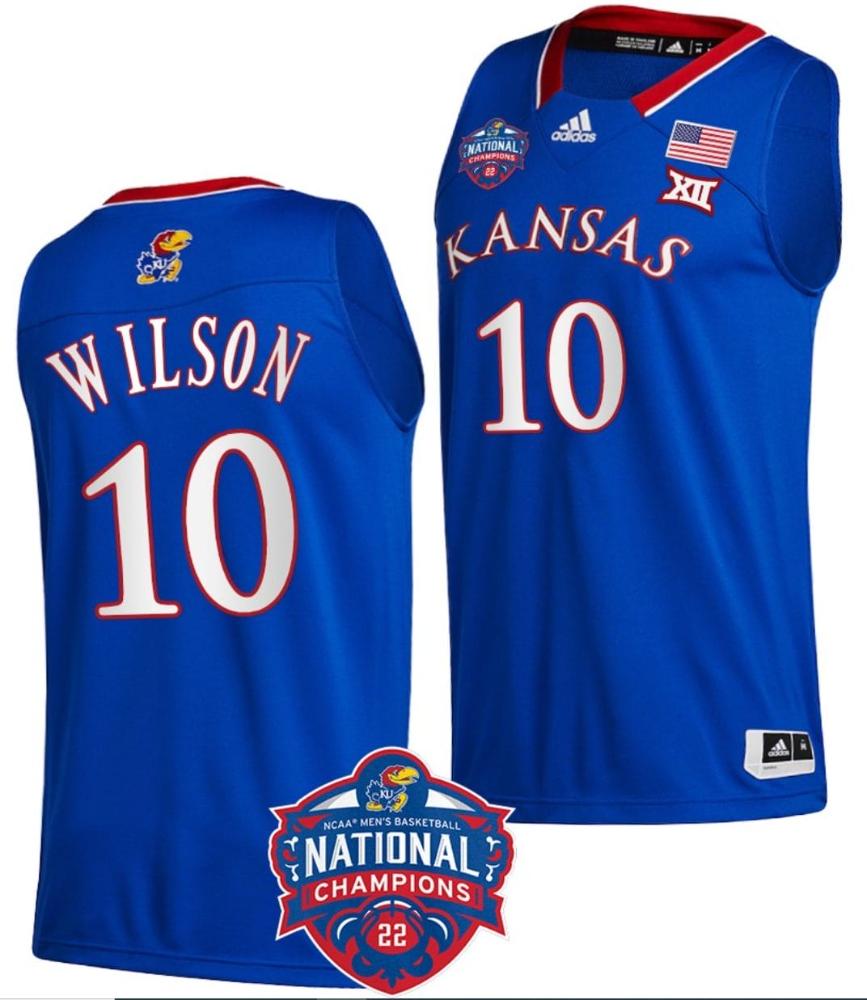 Jalen Wilson Jersey 10 Kansas Jayhawks Basketball 2022 Ncaa National Champions