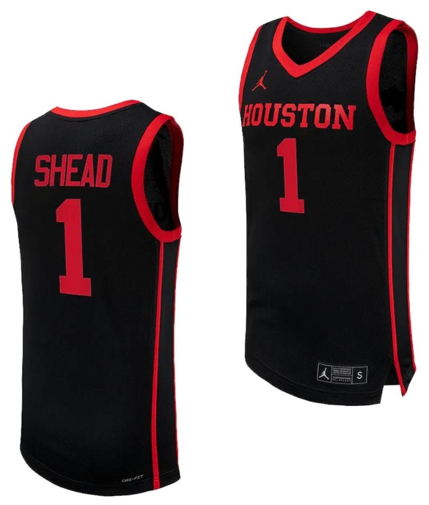 Jamal Shead Jersey 1 Houston Cougars Basketball Replica Uniform Black