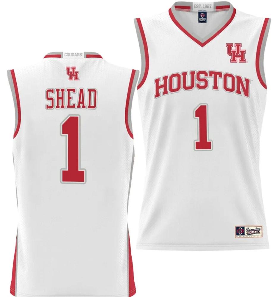 Jamal Shead Jersey 1 Houston Cougars Nil College Basketball Lightweight White