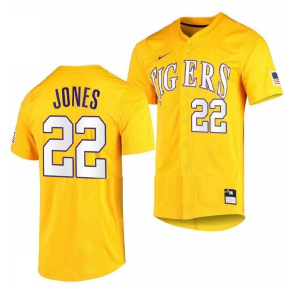 Jared Jones Jersey Lsu Tigers Baseball Ncaa College Gold 22