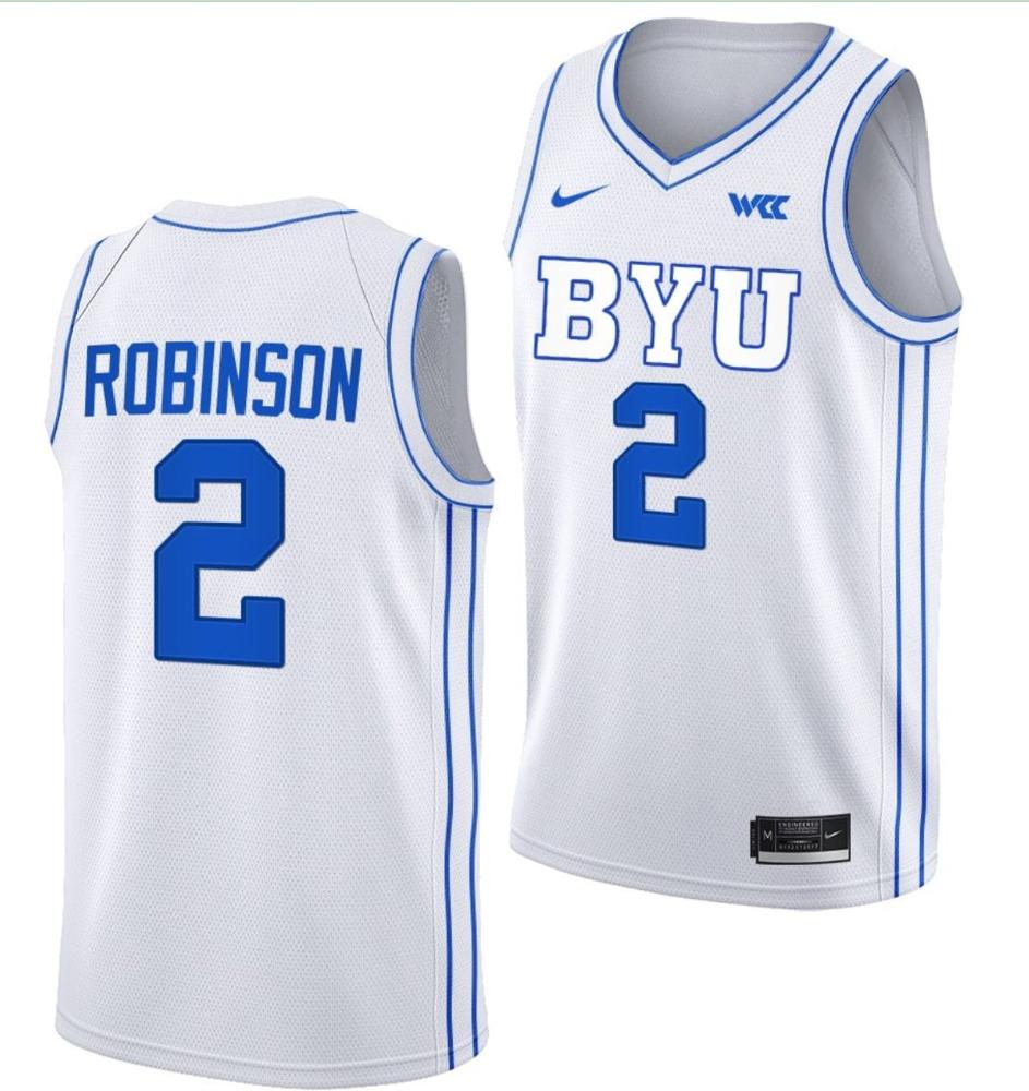 Jaxson Robinson Jersey 2 Byu Cougars College Basketball Jersey 2022 23 White