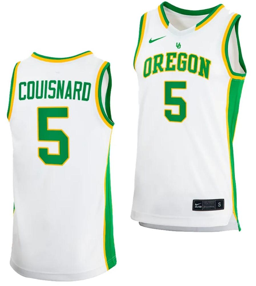 Jermaine Couisnard Jersey 5 Oregon Ducks 2023 24 College Basketball Uniform Wh