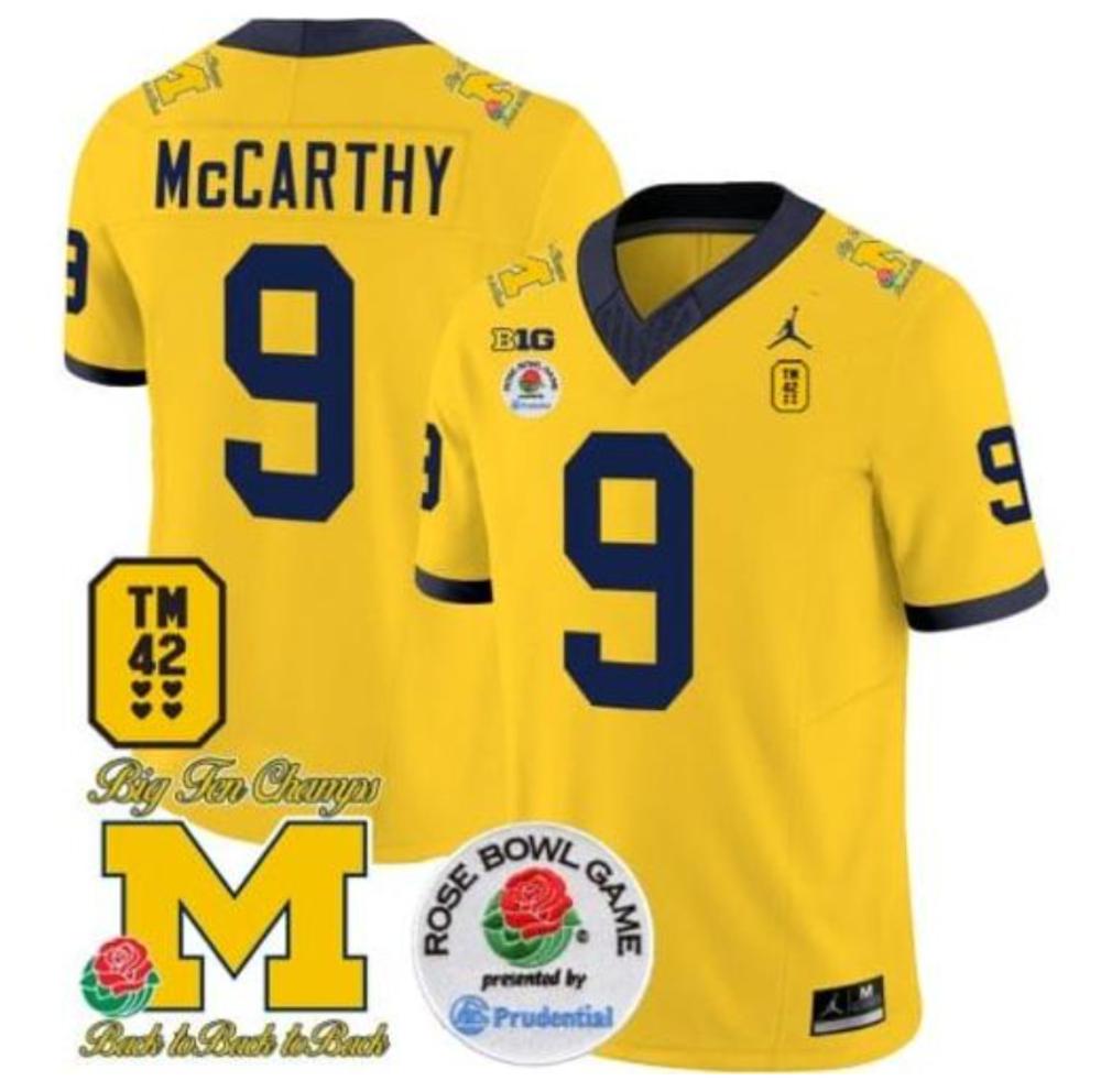 Jj Mccarthy 9 Jersey Ncaa Michigan Wolverines Coollege Football Jersey Yellow