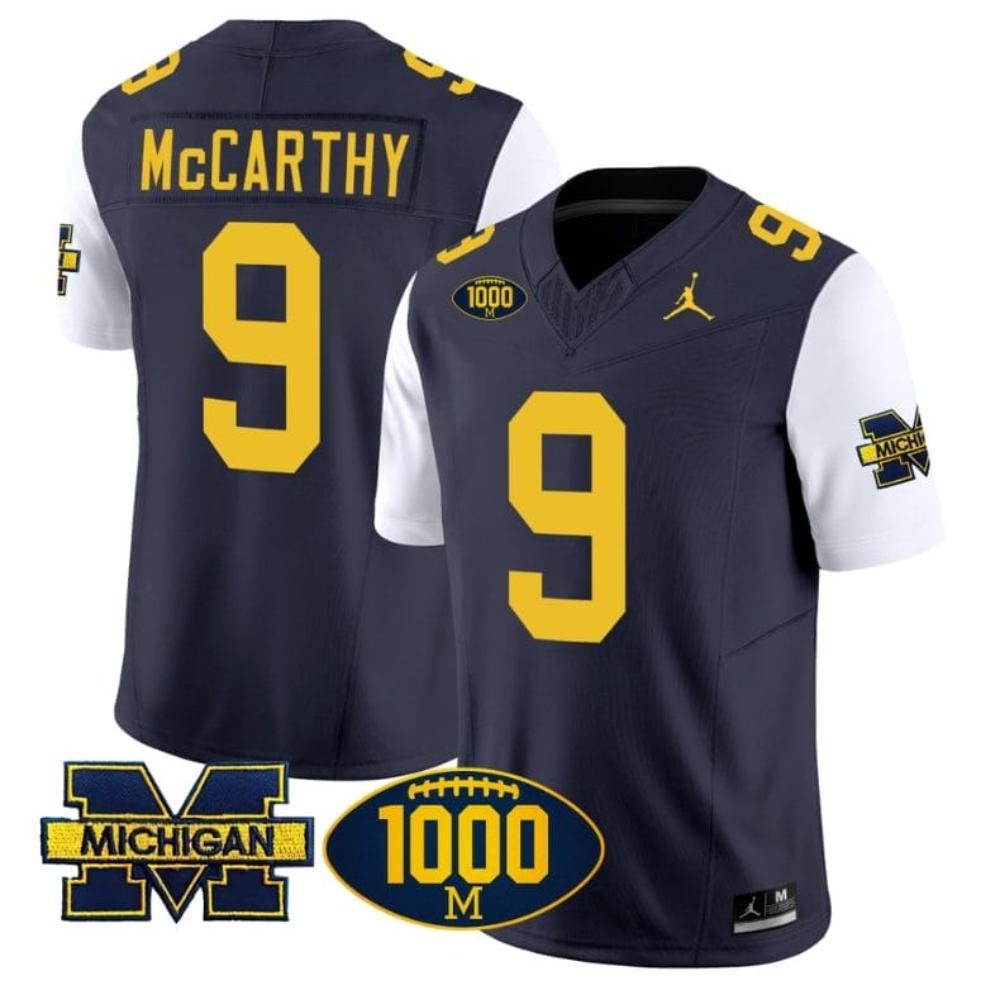 Jj Mccarthy Jersey 9 Michigan Wolverines 1000 Wins Patch Vapor Limited Footbal
