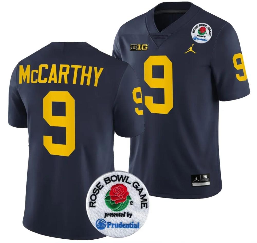 Jj Mccarthy Jersey 9 Michigan Wolverines Rose Bowl Game 2024 Patch College Foo