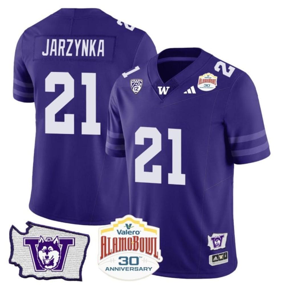 Joe Jarzynka Jersey 21 Washington Huskies Alamo Bowl Patch Football Purple