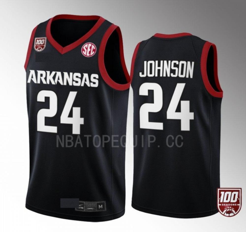 Joe Johnson 24 Arkansas Razorbacks College Basketball Black Jersey
