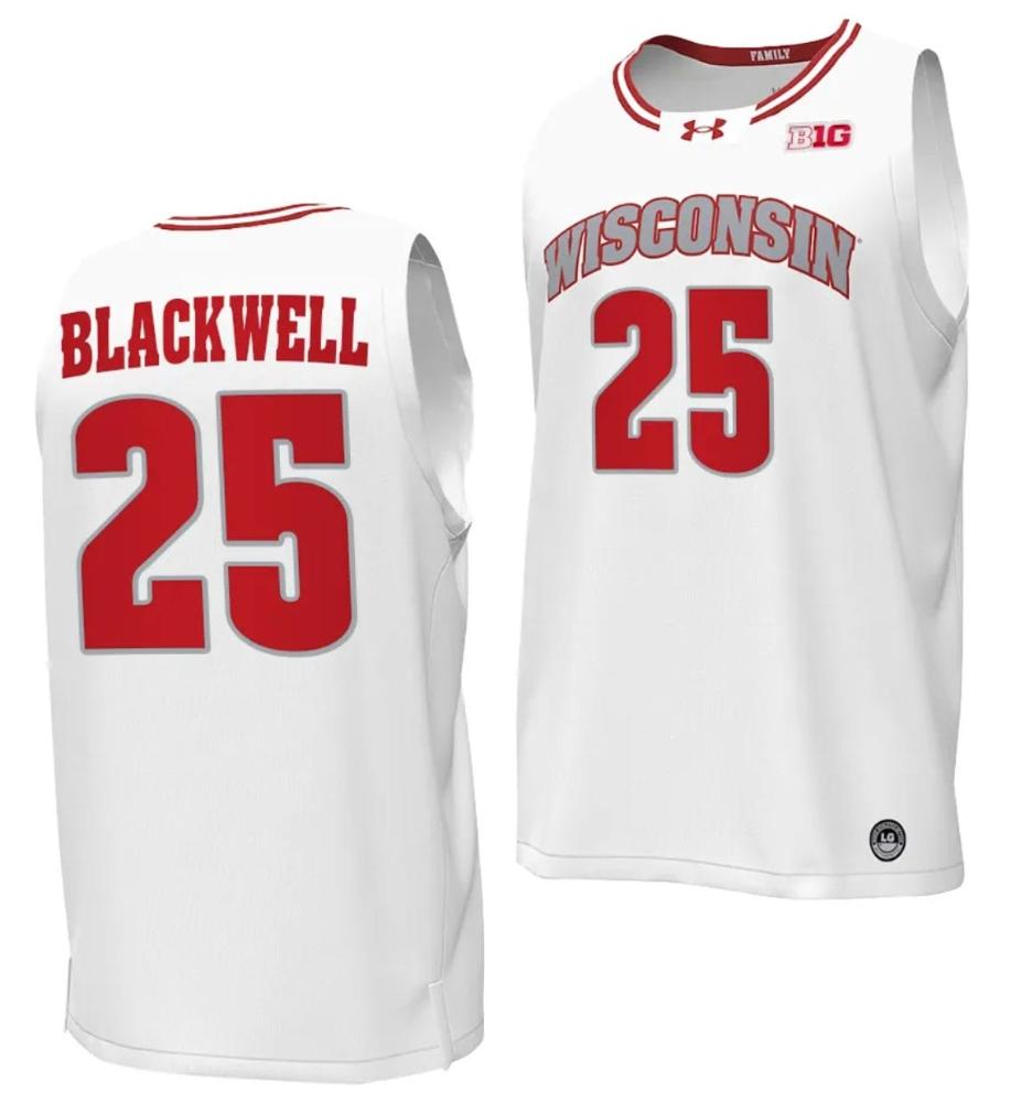 John Blackwell Jersey 25 Wisconsin Badgers By The Players Basketball 2023 24 W