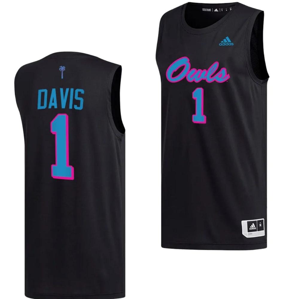 Johnell Davis Jersey 1 Fau Owls College Basketball Replica Black